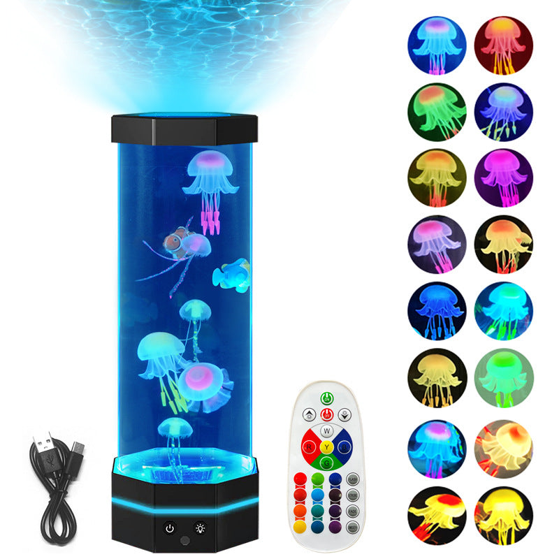 Ocean Drift Jellyfish Lamp – 17-Color LED Light with Remote & Water Ripple Projection