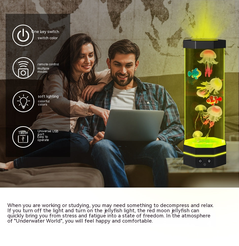 Ocean Drift Jellyfish Lamp – 17-Color LED Light with Remote & Water Ripple Projection
