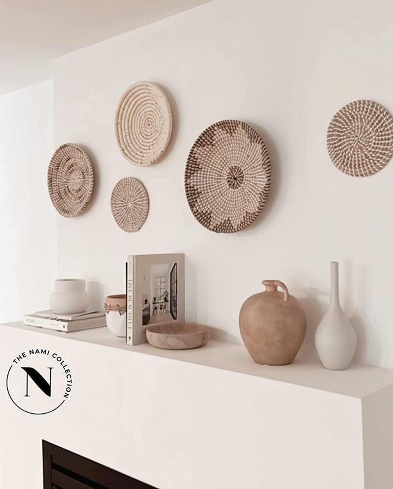 Nami Boho Wall Basket Set – Handwoven Seagrass & Rattan Wall Art