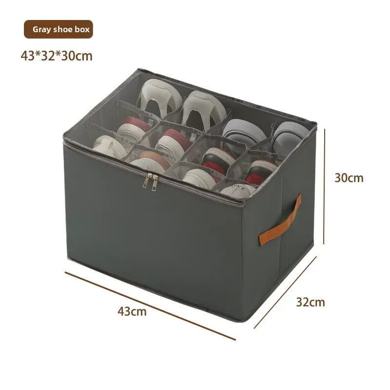 GridFold Storage Box – Foldable Fabric Organizer with Dust Cover & Dividers