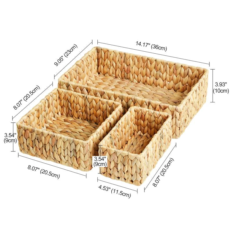 Handwoven Basket Set – 3-Piece Water Hyacinth Storage for Home & Pantry