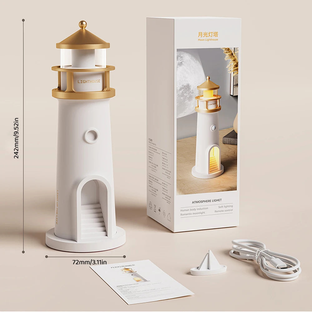 🌙 Lighthouse Moon Projection Lamp: 3-in-1 Magic for Your Space