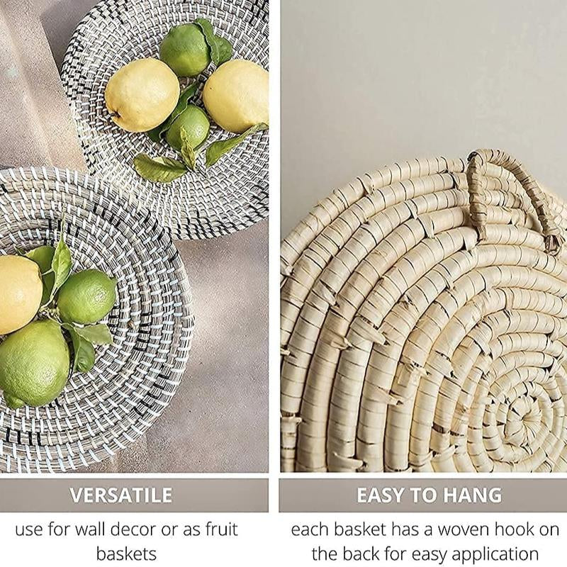 Nami Boho Wall Basket Set – Handwoven Seagrass & Rattan Wall Art