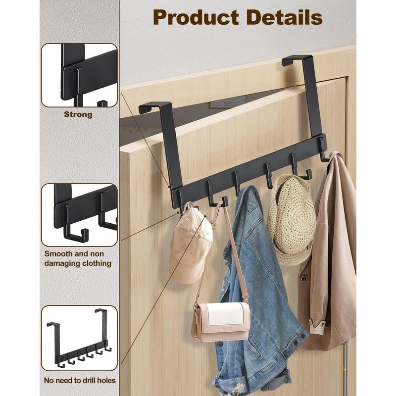 CliffHook – Over-the-Door Organizer Rack with 6 Heavy-Duty Hooks