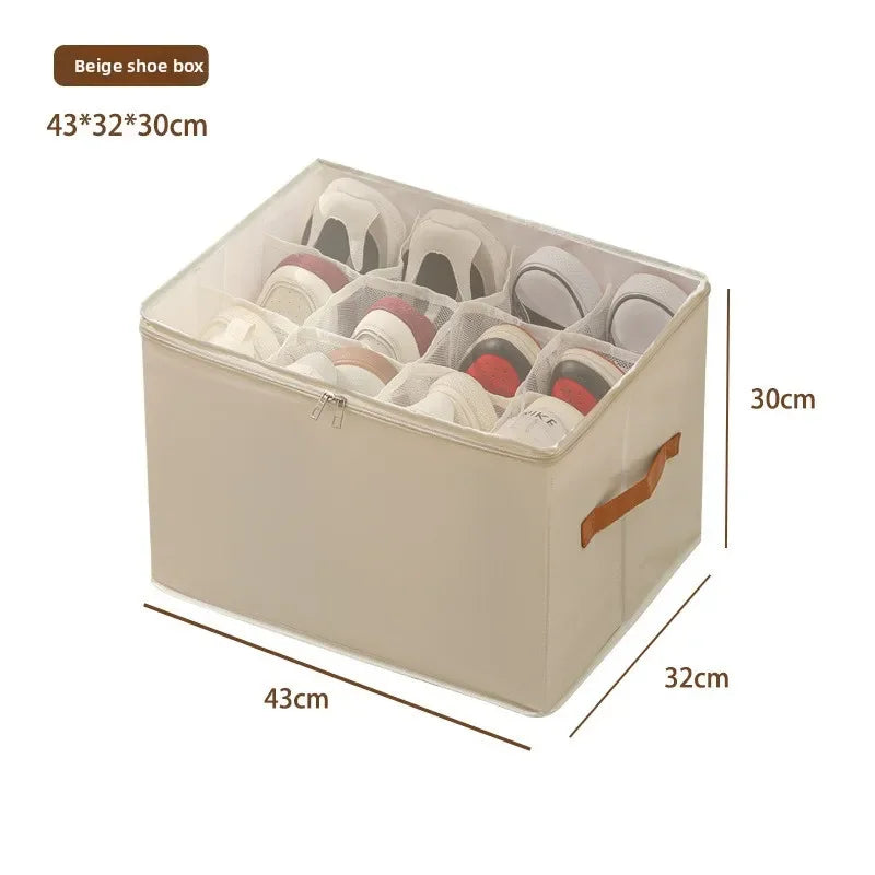 GridFold Storage Box – Foldable Fabric Organizer with Dust Cover & Dividers
