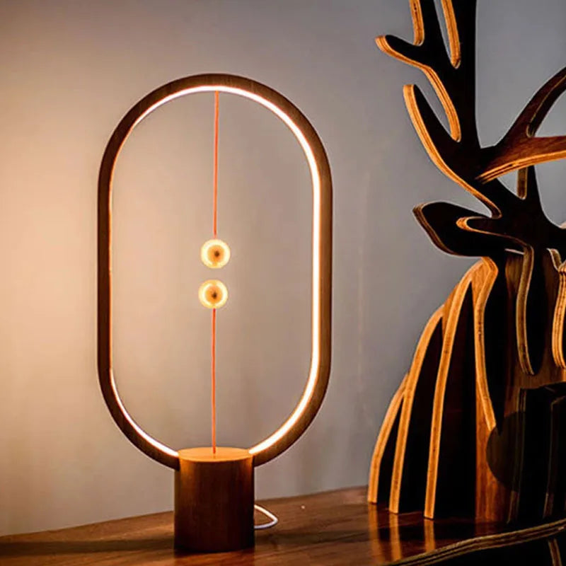 Mini Balance LED Table Lamp - USB Bedside Night Light with Magnetic Switch & Warm Glow