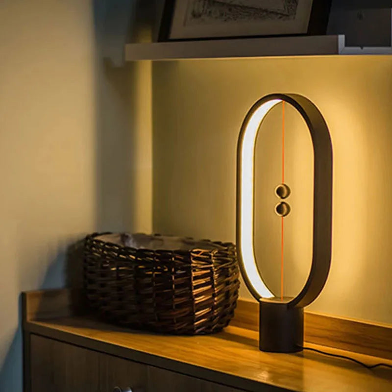 Mini Balance LED Table Lamp - USB Bedside Night Light with Magnetic Switch & Warm Glow