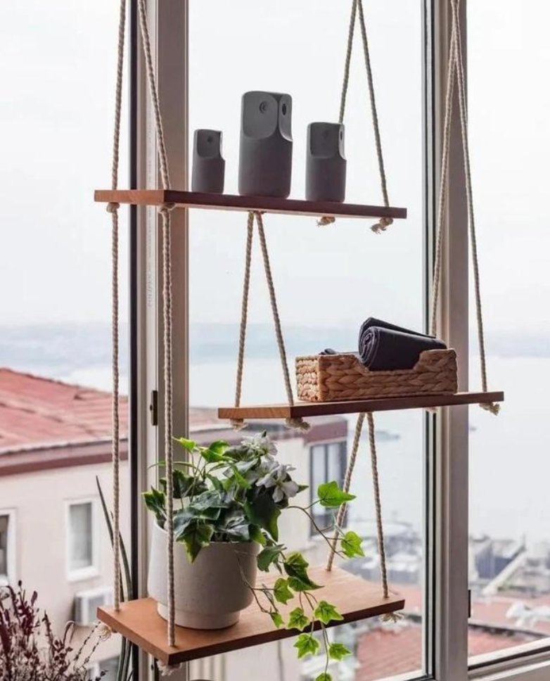 Haven Tier – 3-Level Twine Hanging Shelf for Wall Display & Decor