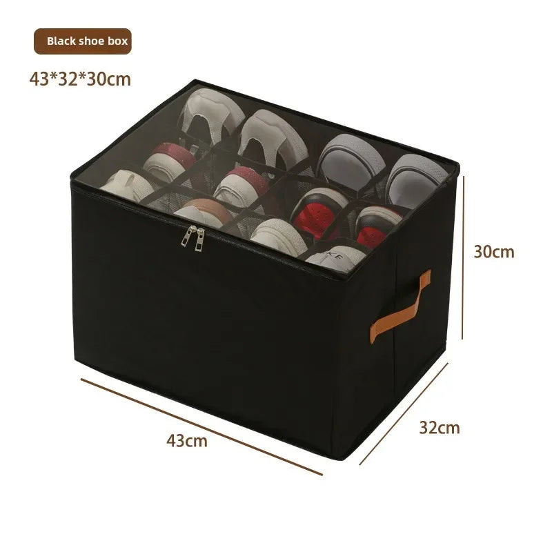 GridFold Storage Box – Foldable Fabric Organizer with Dust Cover & Dividers