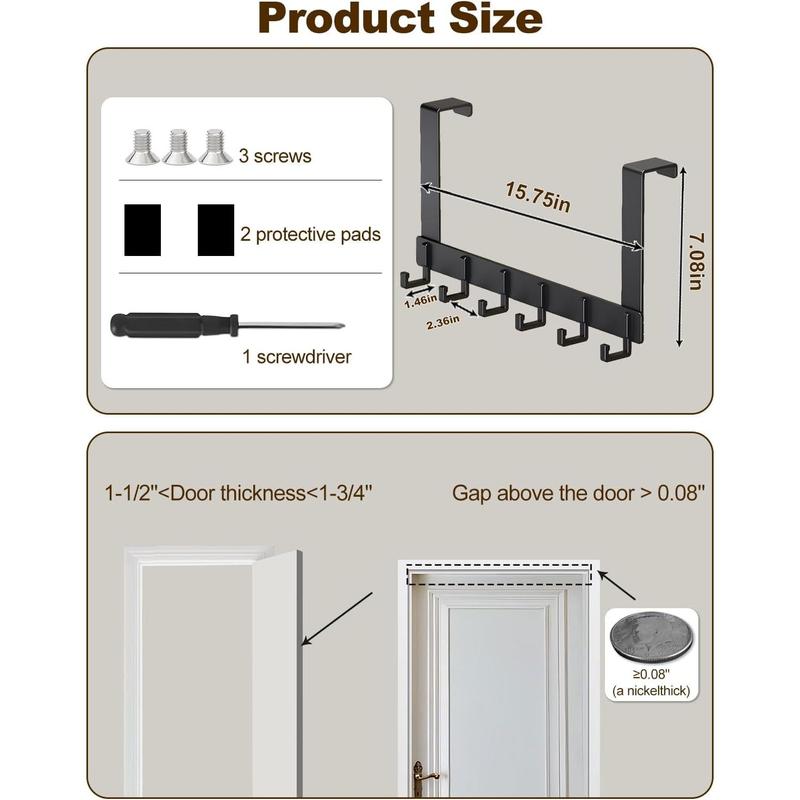 CliffHook – Over-the-Door Organizer Rack with 6 Heavy-Duty Hooks