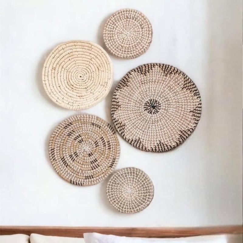 Nami Boho Wall Basket Set – Handwoven Seagrass & Rattan Wall Art