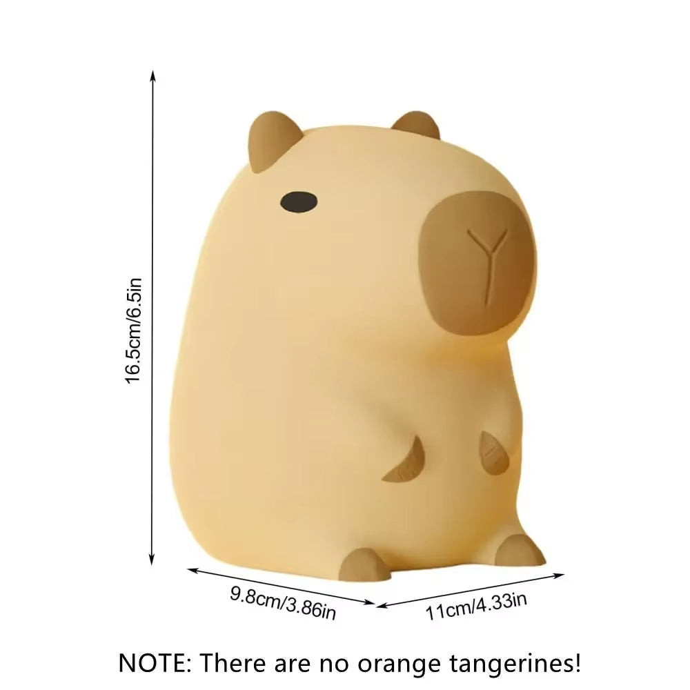 Capybara Night Light - Soft Silicone Animal Lamp with Touch Control, USB Rechargeable & Timer