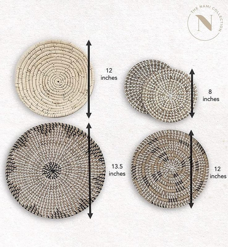 Nami Boho Wall Basket Set – Handwoven Seagrass & Rattan Wall Art