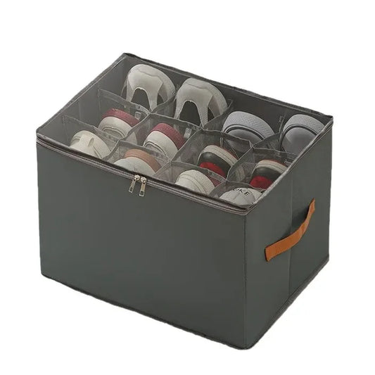 GridFold Storage Box – Foldable Fabric Organizer with Dust Cover & Dividers