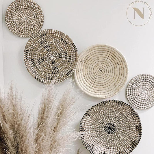 Nami Boho Wall Basket Set – Handwoven Seagrass & Rattan Wall Art 