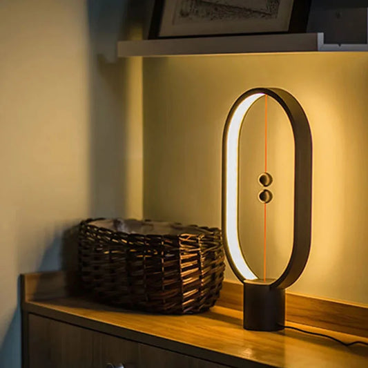 Mini Balance LED Table Lamp - USB Bedside Night Light with Magnetic Switch & Warm Glow