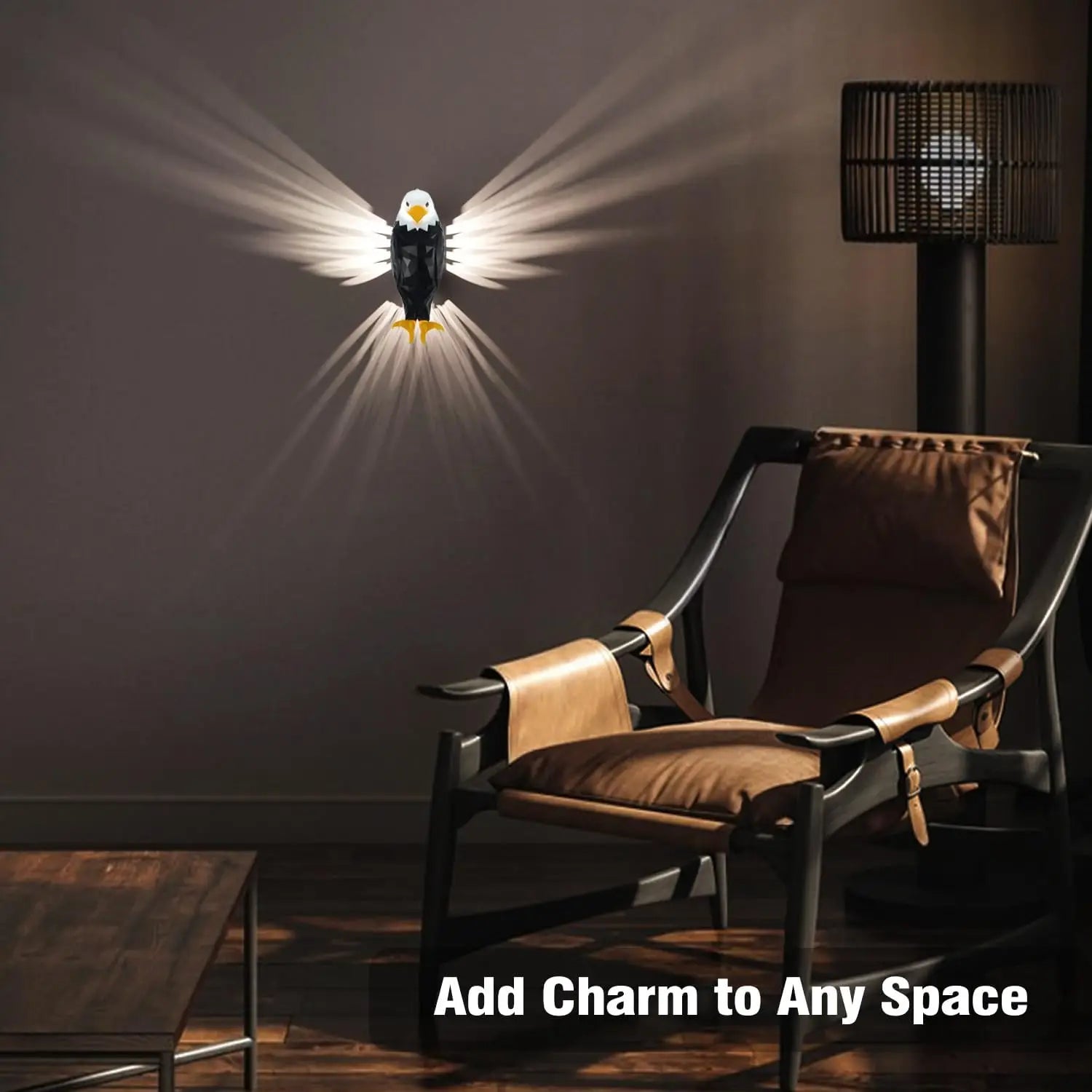 Majestic Bald Eagle Wall Light - Battery-Powered Decorative Lamp for Hallways, Bedrooms & Living Rooms