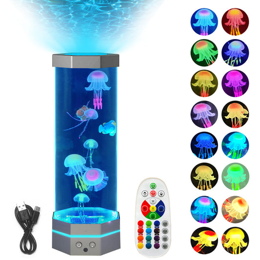 Ocean Drift Jellyfish Lamp – 17-Color LED Light with Remote & Water Ripple Projection